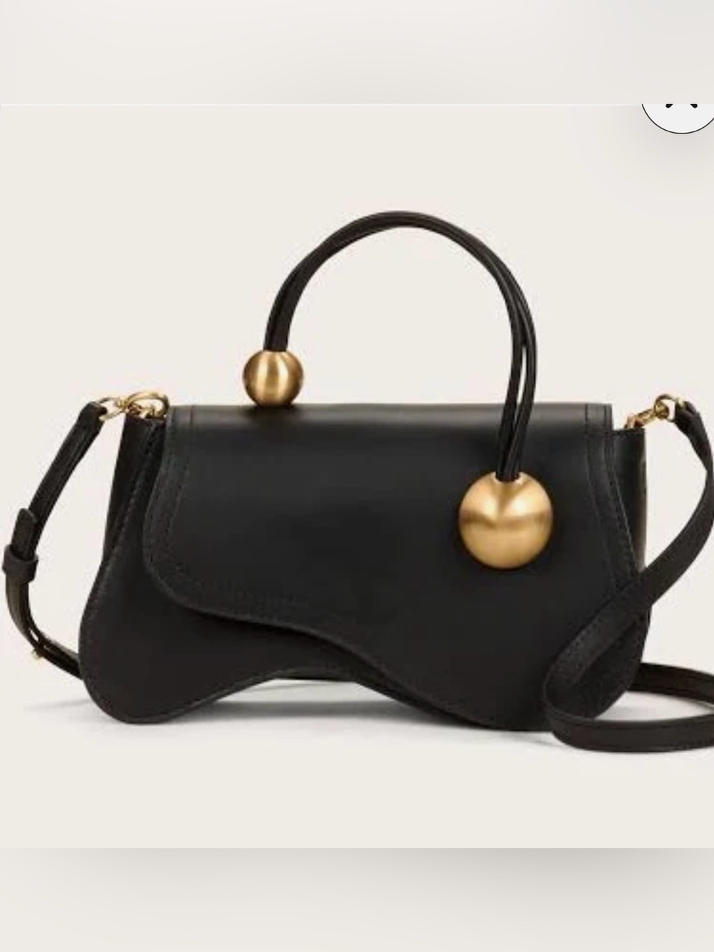 Cult Gaia Black Mini Top-Handle Bag with Gold Ball Accents